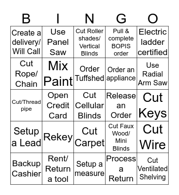 Skills BINGO Card