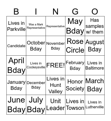 Avon Bingo Card