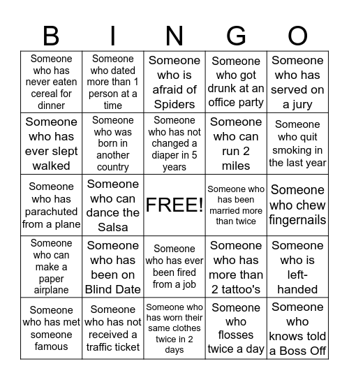 How well do you know your Table Group Bingo Card