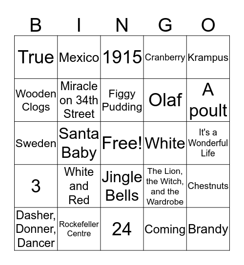 Owens Christmas Bingo! Bingo Card