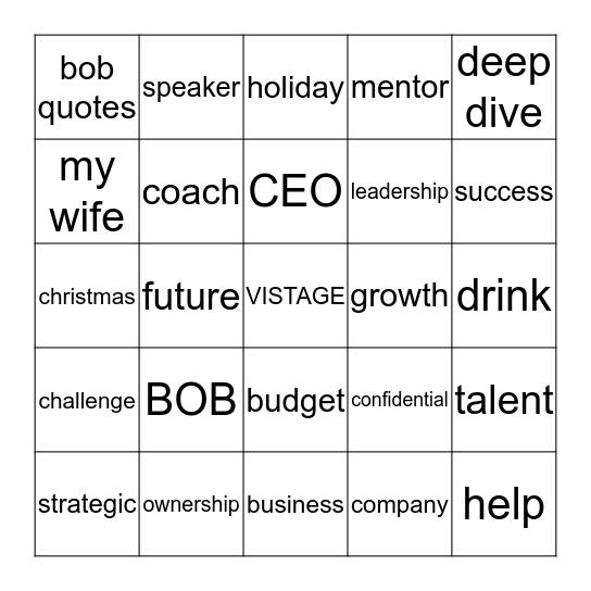 VISTAGE BINGO  Bingo Card