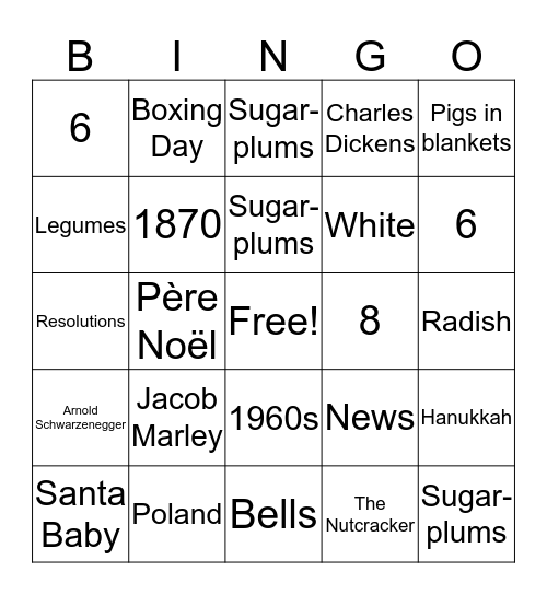 Holiday Bingo Card