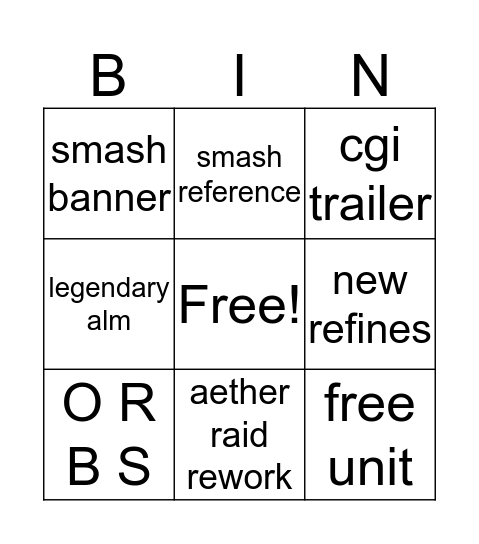book 3 feh Bingo Card