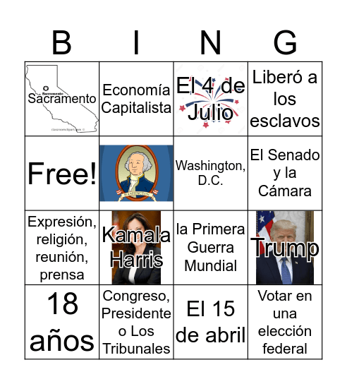 Preguntas de Educación Cívica Bingo Card
