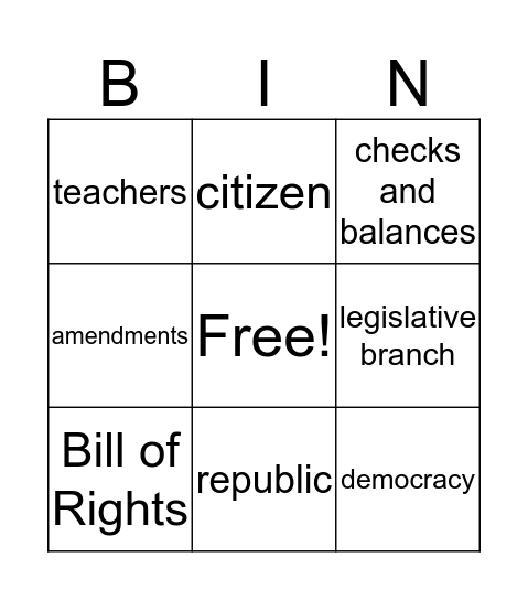 Social Studies - Chapter 3 Bingo Card