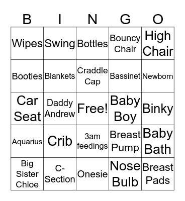 Baby Boy Lucus Bingo  Bingo Card