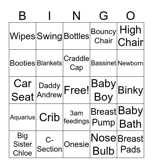 Baby Boy Lucus Bingo  Bingo Card