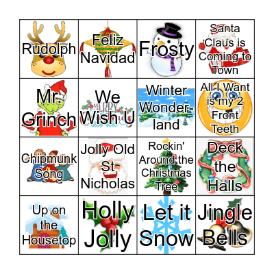 Christmas Carol Bingo Card