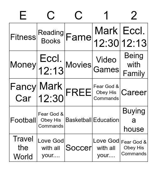 WHAT IS THE SECRET TO LIFE?? Bingo Card