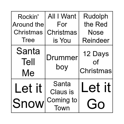 Christmas Songs Bingo Card