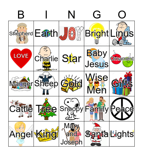 Charlie Brown Christmas Bingo Card
