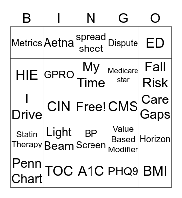 Care  Coordination Bingo Card