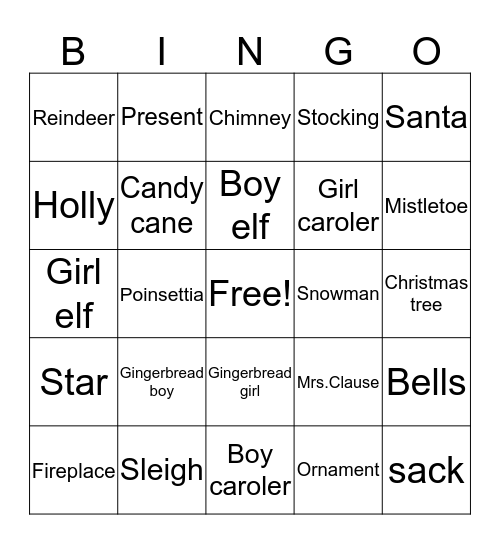Holiday Bingo Card