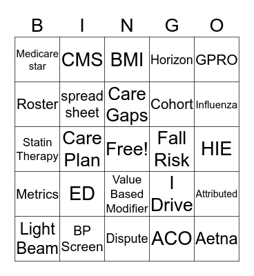 Care  Coordination Bingo Card