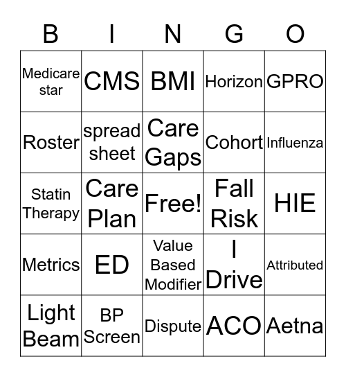 Care  Coordination Bingo Card