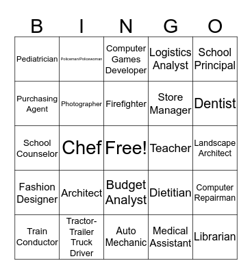 Voris CLC's Career BINGO! Bingo Card