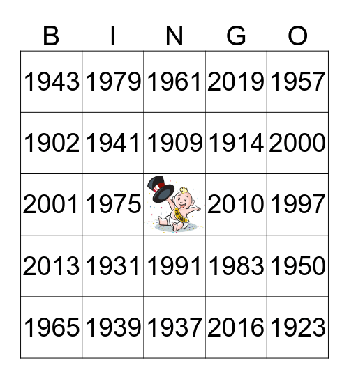 New YEAR's Bingo Card