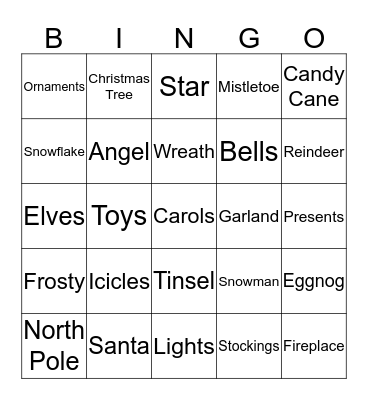 Holiday Bingo  Bingo Card