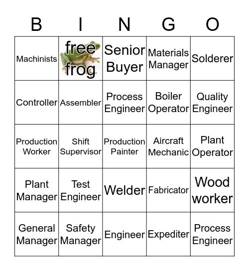 epic manufacturing bingo Card