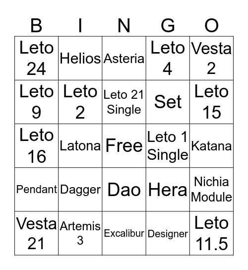 Senso Lighting  Bingo Card