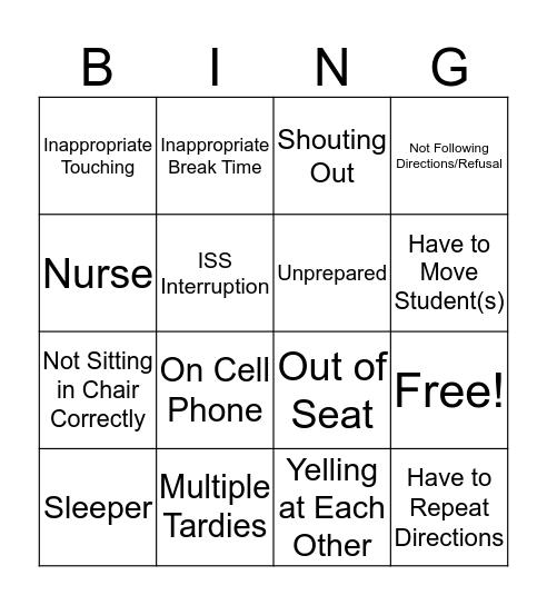 CAMP Y BINGO Card