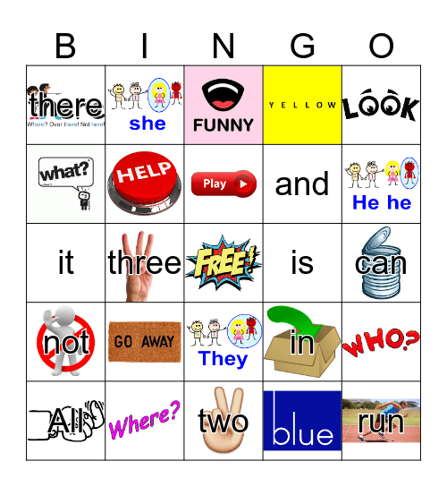 Sight Words Bingo Card