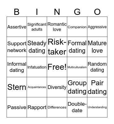 Interpersonal BINGO Card