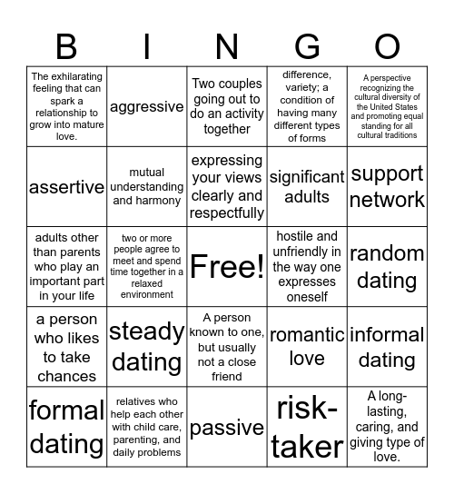 Chapter 7 & 8 Bingo Card