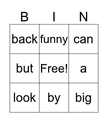 Sight Words Bingo Card