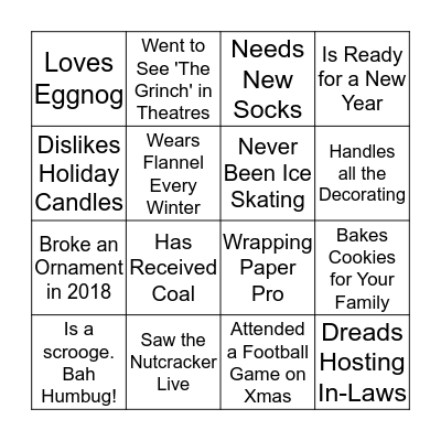 Futura Holiday Bingo Card