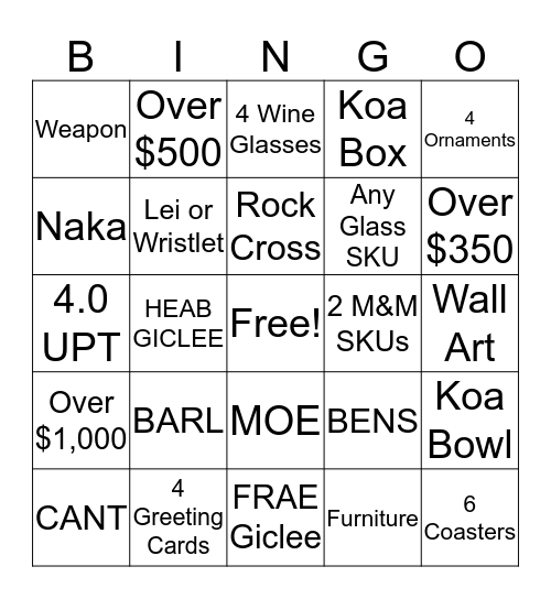 WHM Bingo Card