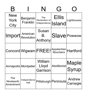 The Northeast Review Bingo Card