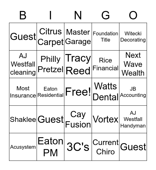 Commerce Connections BINGO Card