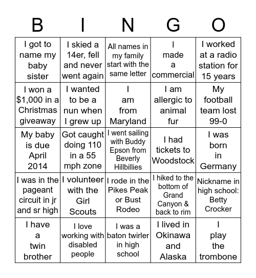 Do you know your co-workers? Bingo Card