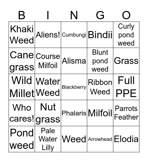 Weed ID Bingo Card