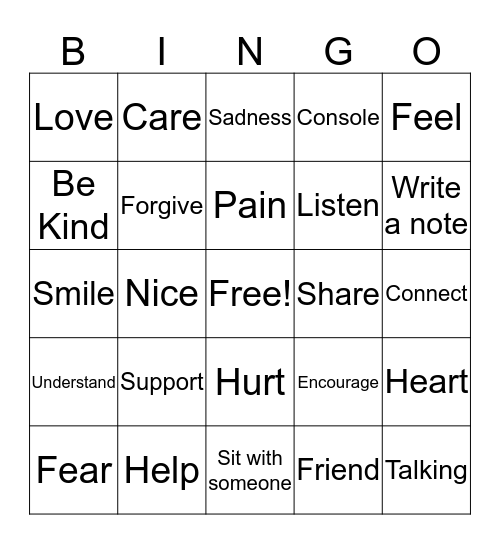 Compassion Bingo Card