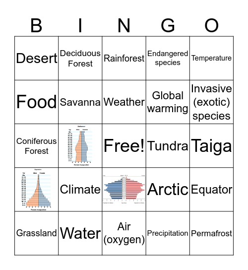 Biomes & Miscellaneous Bingo Card