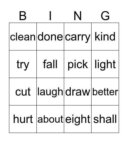 Dolch Words Grade 3 Bingo Card