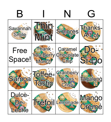 Girl Scout Cookie Bingo Card