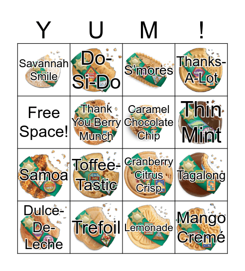 Girl Scout Cookie Bingo Card