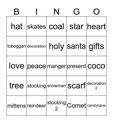 MERRY CHRISTMAS Bingo Card
