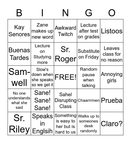 The Johnston Spanish Bingo Jingle Bingo Card