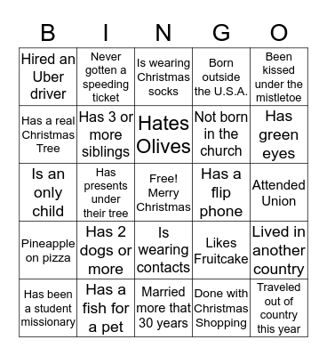 Conference Christmas Bingo Card