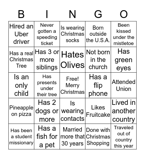 Conference Christmas Bingo Card