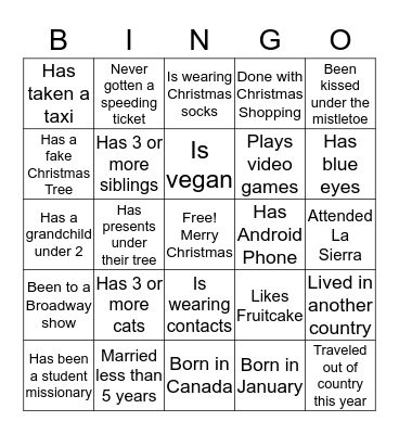 Conference Christmas Bingo Card