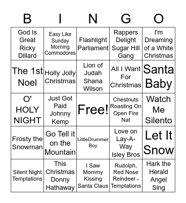 UBC CHRISTMAS MUSIC BINGO	 Bingo Card
