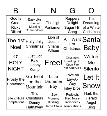 UBC CHRISTMAS MUSIC BINGO	 Bingo Card