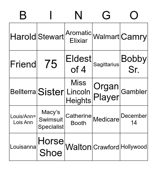 LOIS BINGO Card