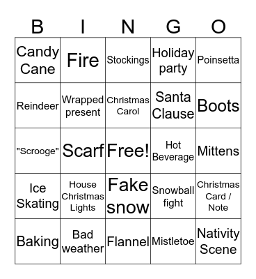 Christmas Movie Bingo Card