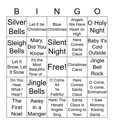 Christmas Songs Bingo Card